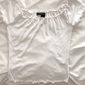 White Scalloped Crop Top